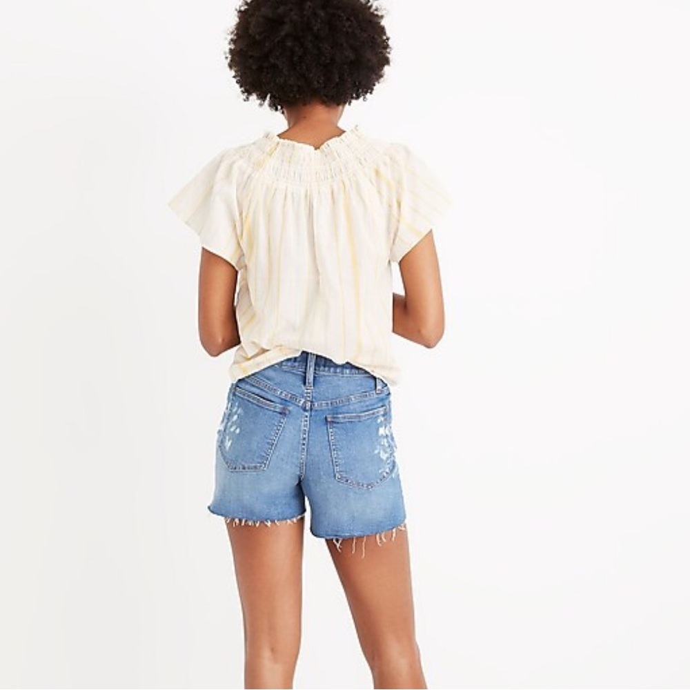 Madewell yellow Smocked Mockneck Top in Stripe
s - Picture 3 of 9
